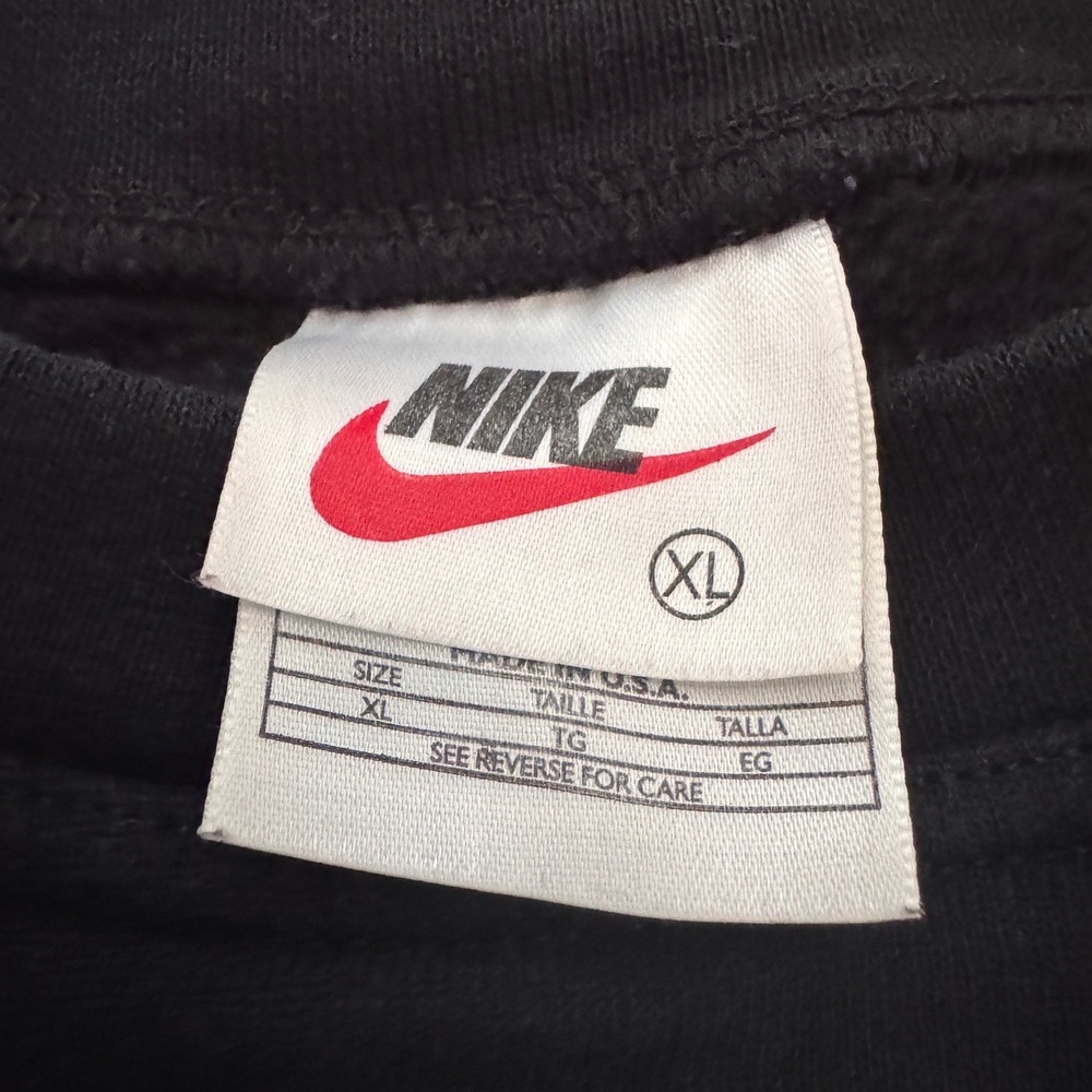 Vintage 90s Nike Made USA Black Appliqué Logo Crewneck Sweatshirt XL - Picture 2 of 16